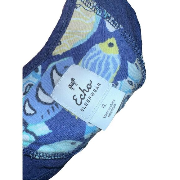 Beautiful women’s Echo New York navy with tropical fish tank top sleepwear size - Picture 4 of 5